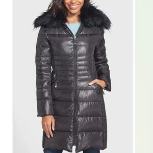 Vince Camino Faux Fur Collar Quilted Walking Coat size XL